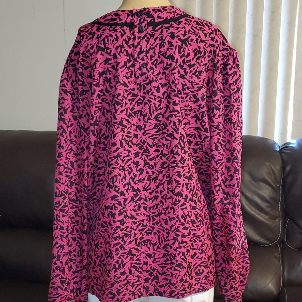 Vintage Judy Bond pink and black blouse sz 18 - Picture 4 of 6